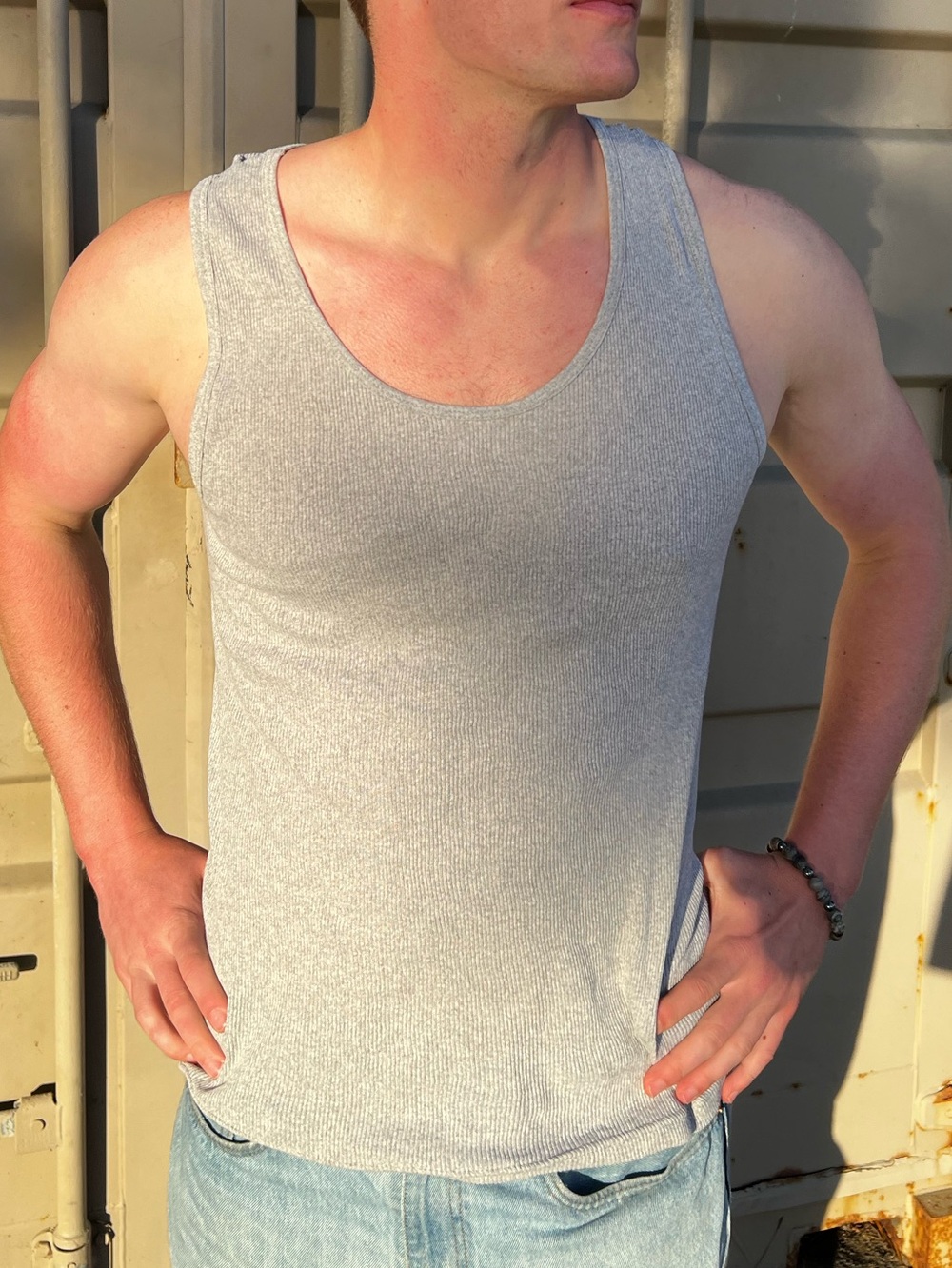 CAT MEN CATERPILLAR Ribbed Tank Top CONSTRUCTION WIFE BEATER SHIRT